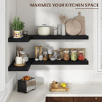 Floating Shelves for Wall, 30" W x 12" D x 2" H, 2 Pack of Long Wall Mounted Engineered Wood Shelves with Invisible Brackets 