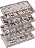 Frebeauty Jewelry Organizer Tray,Stackable Velvet Jewelry Trays,Drawer Inserts Earring Organizer For Women Jewelry Storage Di