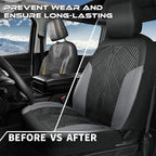 CAR PASS Waterproof Black Gray Car Seat Covers Front Seat Covers Neoprene Wetsuit,All-Weather Non-Slip Durable,Universal Fit 