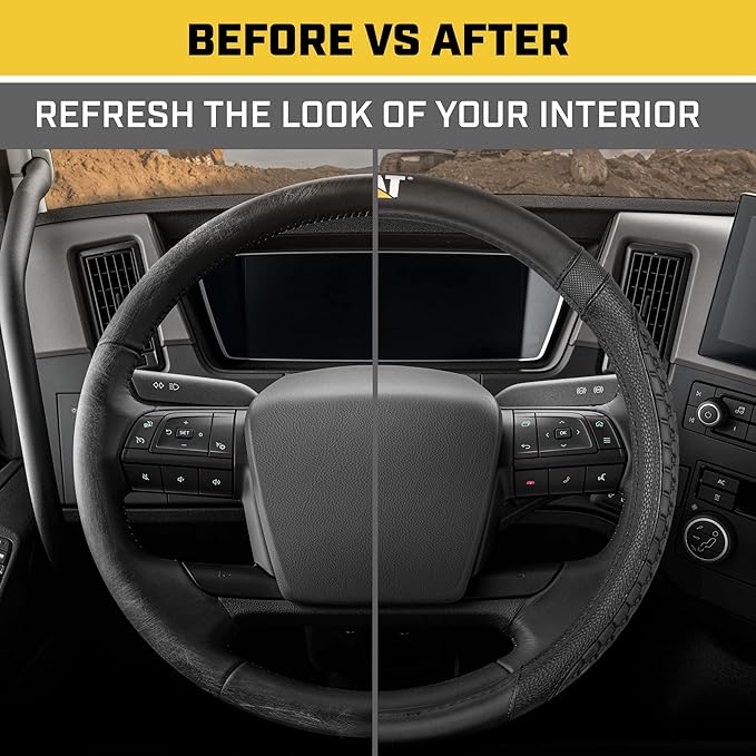 Cat® DuraGrip Steering Wheel Cover, Tire Tread Inspired Traction Grip Design, Black Steering Wheel Cover for RV Semi Truck Big Rig Trucker - X-Large 17.5" - 18" Inches