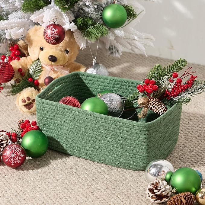 MiniArk Small Storage Baskets for Organizing | Closet Organizer Bins | Shelf Toy Basket | Woven Rope Baskets | Cube Decorativ