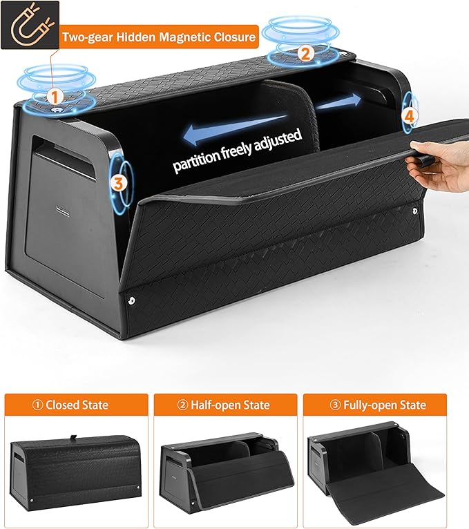 Trunk Organizer for suv,car storage organizer,lid Box,PU Leather & PP Honeycomb Board,Fixed with screws extremely