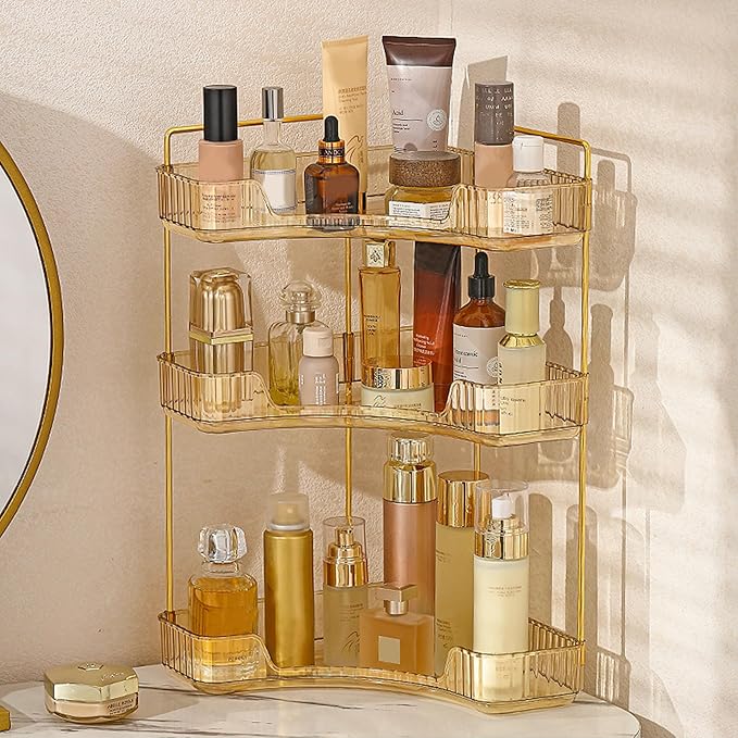 Aveniee Corner Bathroom Counter Organizer, Bathroom Countertop Shelf Makeup Organizer for Vanity Perfume Tray for Corner Stor
