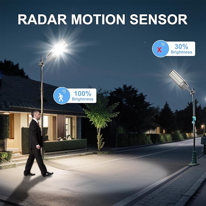 loyoele 900000LM 10000W Solar Street Lights Outdoor – LED Solar Light with Motion Detection, Dusk to Dawn, Weatherproof, Ideal for Security Lighting in Driveways and Parking Lots (1 Pack)