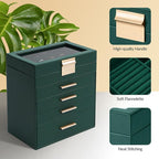 Somduy Jewelry Box, 5 Layers Jewelry Storage Display Box with Glass Lid for Women, 4 Drawers,Large Capacity for Necklace Earr