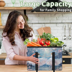 Reusable Grocery Bags Heavy Duty Shopping Bags Foldable Large Tote Bags with Long Handles & Hard Bottom