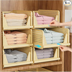 SNSLXH 5 Pack Stackable Closet Organizer Box, Multifunctional & Foldable Closet Storage Basket for Bathroom Kitchen Laundry R