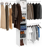 Furinno FANO Closet Organizers and Storage, Closet Storage Organizer with 3 Hanging Bars, Wardrobe Closet Shelf Towers, for W
