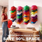 Haiou Hat Rack Hat Organizer for Baseball Caps Wall Mounted Hat Hanger Strong Adhesive Hat Hooks Hold up to 16 Hats for Home 