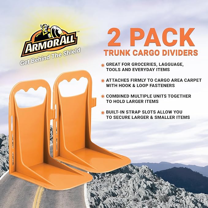 Armor All Trunk Cargo Blocks, Cargo Dividers, Trunk Dividers, Hook & Loop Trunk Organizer Blocks to Hold Cargo in Place,
