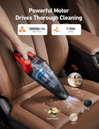 AstroAI Handheld Car Vacuum Cordless with Accessories, Portable Vacuum Cleaner with 12V DC Power, LED Light, Brush, Extended 