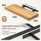 Fun Memories Floating Shelves for Wall Decor Set of 2-20 Inch Solid Elm Wood Live Edge - Rustic Natural Wall Shelves with Inv