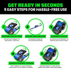 Rhino USA Retractable Ratchet Straps (4-Pack) - 2 Inch x 10 Feet (3,033lb Break Strength) - Heavy Duty Auto Self Retracting Tie Down Straps for Truck, Cargo Trailer, Motorcycle, Rad & More - Blue