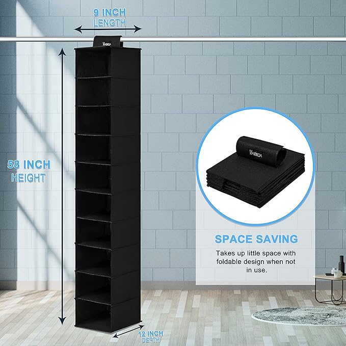 VAESIDA Hat Rack for Closet, 10 Shelf Hanging Hat Organizer for Baseball Caps Storage, Hat Holder Organizer for Hat Display, 