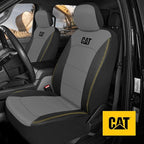 CAT PU Leather Seat Covers for Cars – (2) Front Seat Covers with (4) All-Weather Heavy-Duty Floor Mats for Trucks, Cars, & SU