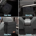Leak Proof Car Trash Bag Waterproof Garbage Can with Lid for SUV Front Seat Multipurpose Car Hanging for Headrest Collapsible and Portable with Storage Mesh Pocket, Large/ Black