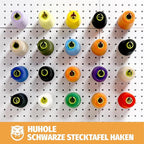 HUHOLE 25 Pack Black Pegboard Hooks 6 Inch – Heavy Duty Metal L-Hooks for 1/4" Peg Board – Garage Tool Organizer, Retail Disp