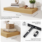 Fun Memories 24 Inch Floating Shelves Wall-Mounted, 12 Inch Deep Wall Shelves, 24 x 12 Floating Shelf, Deep Storage Shelf for