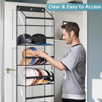 AOODA Clear Over The Door Hat Racks for Baseball Caps, Large Holds up to 72 Caps Hat Storage Organizer for Closet Wall, Deep 