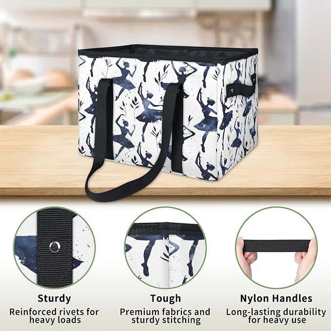 Reusable Grocery Bag, Foldable Large Shopping Tote Bag for Groceries Kitchen Picnic Car Trunk