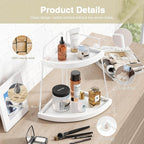 Forbena White 2 Tier Corner Bathroom Counter Organizer, Bathroom Countertop Shelf Organizer for Kitchen Sink, 2 Tier Makeup V