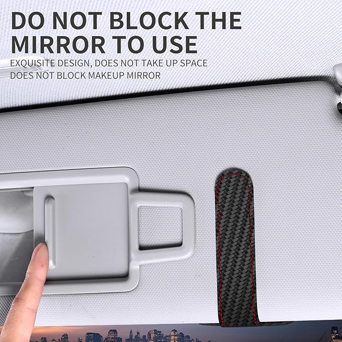 Leather Car Sun Visor Organizer with Sunglass Holder, Multifunctional Eyeglasses Ticket Credit Card Clip and Bills Storage Pocket, Universal Auto Interior Accessories(Carbon Fiber)