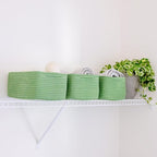 NaturalCozy 13.5”x8.5”x5.5” Rectangle Storage Baskets for Shelves 3 Pack | Cotton Rope Woven Small Baskets for Organizing | S