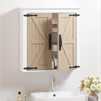 Spirich Bathroom Wall Cabinet Over Toilet, Farmhouse Wall Mounted Medicine Cabinet Organizer with Wood Grain Barn Doors and A