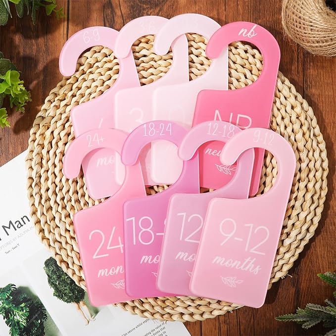Whaline Acrylic Baby Closet Dividers Pink Hanging Infant Clothes Hanger Separators Thicken Baby Wardrobe Organizers for Home 