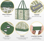 BALEINE 1Pk Reusable Grocery Bags, Foldable Shopping Bags for Groceries with Reinforced Bottom & Handles (Antique Foliage)