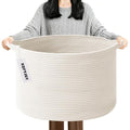 90L Large Blanket Basket,21.7"L x 21.7"W x 13.8"H Rope Woven Baskets with Handles, Toys Storage Bins,Laundry Basket Perfect f