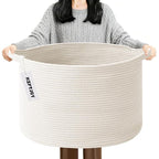 90L Large Blanket Basket,21.7"L x 21.7"W x 13.8"H Rope Woven Baskets with Handles, Toys Storage Bins,Laundry Basket Perfect f