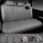 CAR PASS Bling Diamond Gray Leather Car Seat Covers Full Sets Interior Sets, Waterproof Shining Glitter Sparkly Crystal Unive