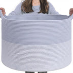 INDRESSME Large Rope Baskets - Organizing Storage, 21.7 x 13.8 Inch, Living Room, Kids, Decorative Nursery, Laundry, Towel, G
