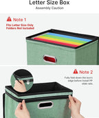 Oterri 2 Pack File Organizer Boxes with Lids, File Box with Mesh Pockets, Document Organizer Box for File Folders Letter Size