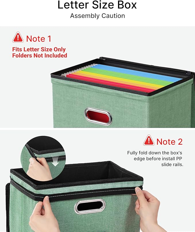 Oterri 2 Pack File Organizer Boxes with Lids, File Box with Mesh Pockets, Document Organizer Box for File Folders Letter Size
