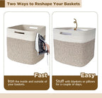 AELS Hand Woven Cotton Baskets for Storage, Cube Storage Bins with Handles, Foldable Collapsible Closet Organizers and Storag