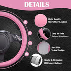 CAR PASS Line Rider Microfiber Leather Sporty 14.5-15 inch Car Steering Wheel Cover Universal Fits for 95% Cars Sedans SUV Tr