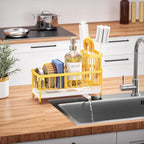Cisily Sponge Holder for Kitchen Sink, Sink Caddy Organizer with High Brush Holder, Kitchen Countertop Organizers, 304 Stainl