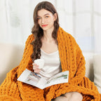 Admitrack Chunky Knit Blanket Throw, 100% Hand Knit Chenille Throw Blanket for Sofa & Home Decor, Soft and Cozy Knitted Throw