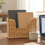 Magazine Holder Wall Basket Water Hyacinth Woven Mail Organizer, Wicker Wall Hanging Baskets for Magazines, Letters & Storage