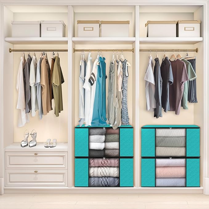 Fab totes Storage Bags,Clothes Blanket Storage Bins Foldable Closet Organizers with Reinforced Handle for Home Dorm Storage a