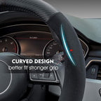 Carodi Suede Carbon Fiber Steering Wheel Cover Car Non-Slip Leather Car Interior Fitting 15-inch Universal（D-Shape,Black ）