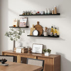 Picture Ledge Wall Shelves 16 inches Width Set of 3, Solid Pine Wood Rustic Floating Ledge Shelves for Wall for Kids' Room Be