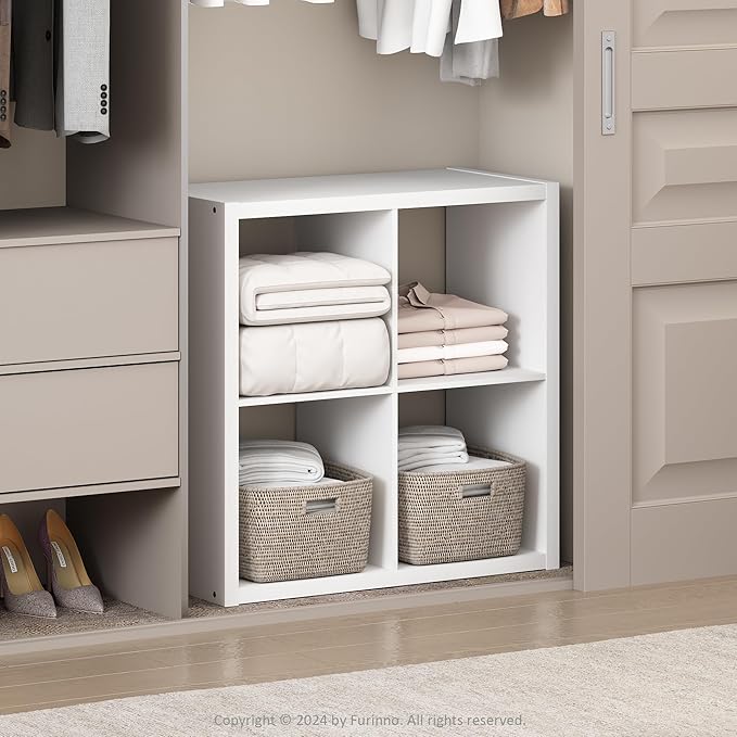 Furinno Cubic Closet Organizers and Storage, 4-Cube Closet Organizer, Open Shelf Closet Storage, Extra Thick Frame for Wardro