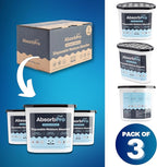 Moisture Absorber Tub with Activated Charcoal - 3-Pack - 18 oz Disposable Odor Eliminator Box & Dehumidifier for Garage,