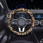 19 Pcs Fluffy Car Accessories Set,Fluffy Plush Leopard Print Steering Wheel Covers,Plush Head Pillow,Pillowcase,Eyeglasses Clip,Car Accessories for Women. (Brown)