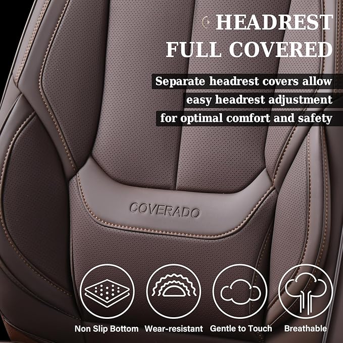 Coverado Seat Covers, Car Seat Covers Front Seats, Car Seat Cover, Car Seat Protector Waterproof, Car Seat Cushion Nappa Leat