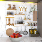 Peg Board, 6 Pack Metal Pegboard Panels White Pegboards Wall Organizer with Bent Frame Large Heavy Duty Peg Board for Walls H