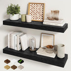 Fun Memories 30Inch Floating Shelves for Wall, 2 Pack Rustic Wood Shelves for Bathroom|Kitchen Wall Mounted Floating Shelf wi